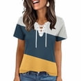 thumbnail image 2 of Favoffer Womens Printed Blouses V Neck Tie Front Short Sleeve Loose Fit Casual Tops Soft Shirts for Holiday Street Dating Weekend, 2 of 5