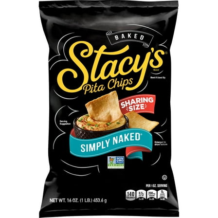 Stacy's Simply Naked Baked Pita Chips Sharing Size 16 oz - Pack of 2