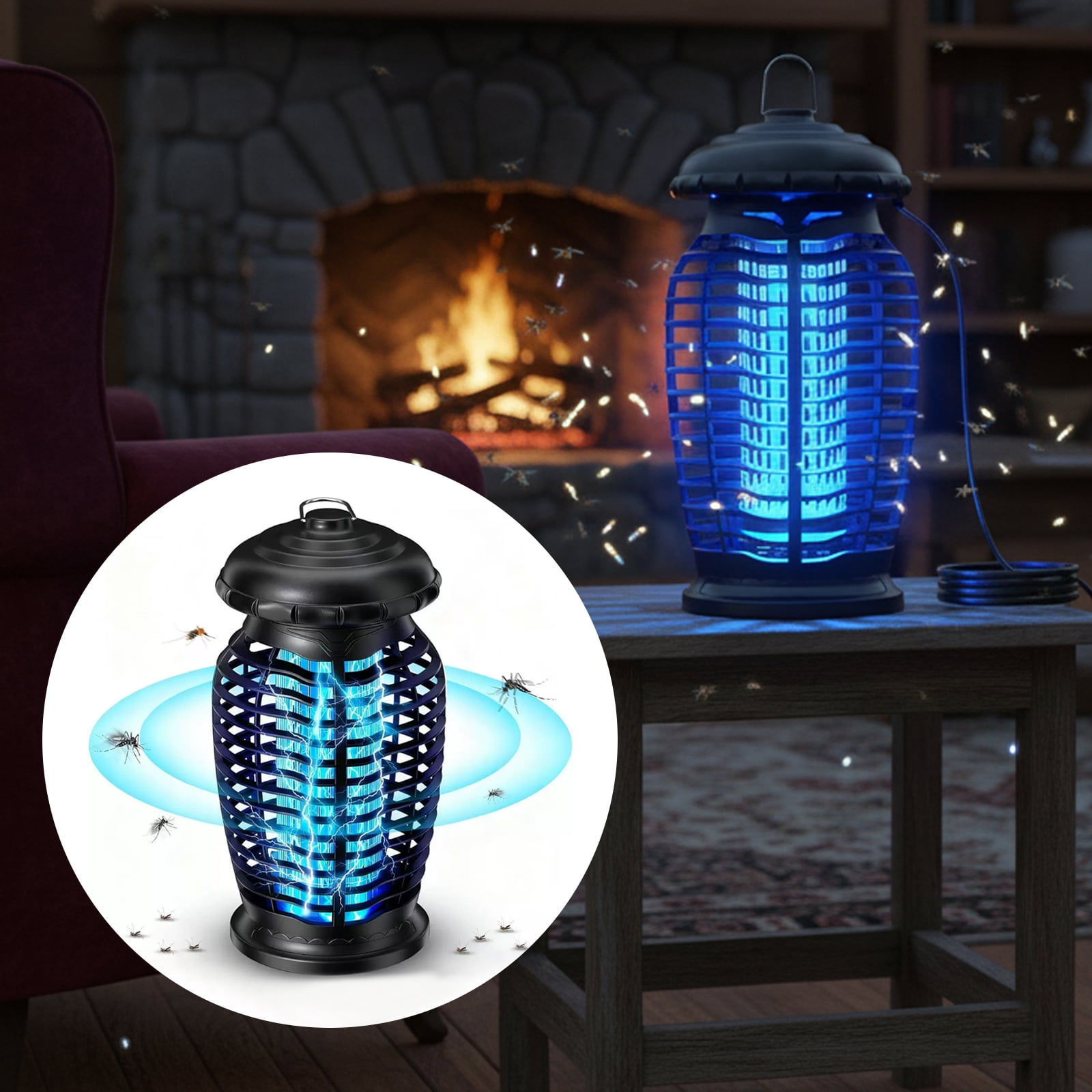 Electric Mosquito Insect Killer Zapper 4200V LED Light Fly Bug Trap Pest Control Lamp Type: Zapper, 1.5 Acre, Black