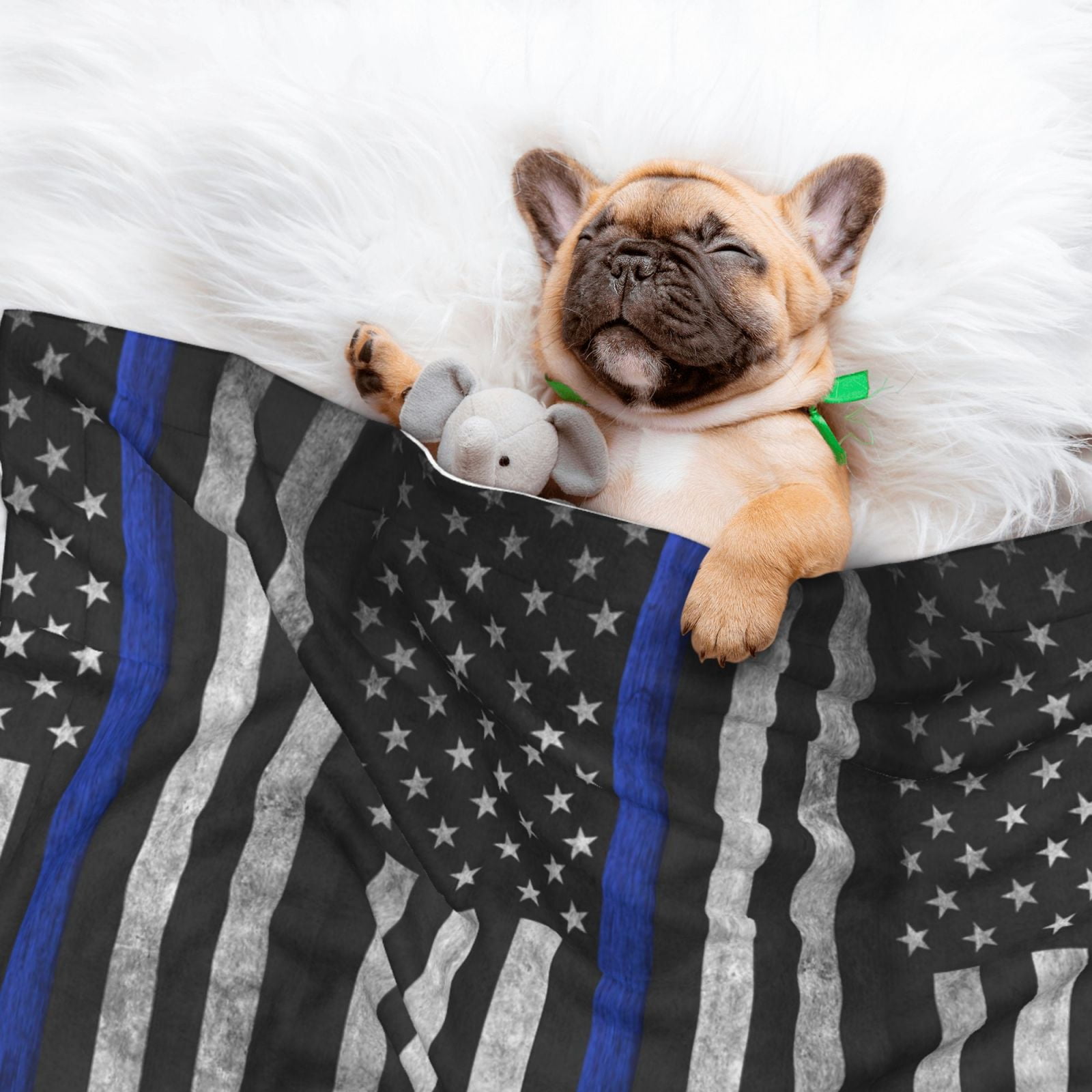 Thin Blue Line Flag Pattern Dog Blanket Soft Warm Flannel Cat Blanket Great Pet Throw for Cats Puppy Small Medium Large Dog