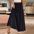 thumbnail image 2 of Women's Boho Eyelet Embroidery Maxi Skirt, Casual Summer Long Skirt with Pockets, High Waisted Tiered Swing A-Line Beach Skirt, 2 of 5