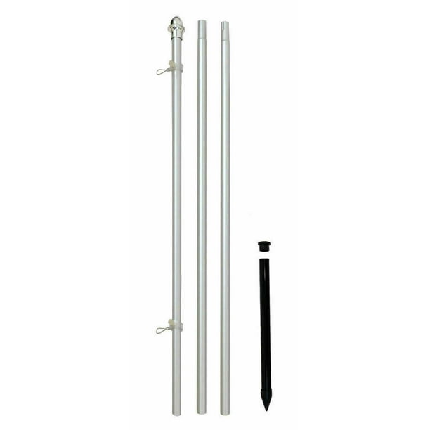 10ft Flag Pole In Ground Pole & Stake Kit Outdoor FlagPole Silver