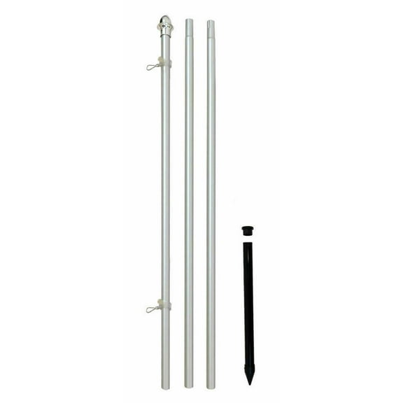 10ft Flag Pole In Ground Pole & Stake Kit Outdoor FlagPole Silver Aluminum