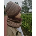 thumbnail image 2 of Hat Men's Autumn and Winter Woolen Knit Pullover Hat Women Plus Velvet Thick Ear Preservation Hat Bib Suit Children Chapeau enfant marron Taille unique, 2 of 2