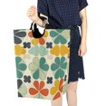 thumbnail image 4 of Yayeee Freestanding Laundry Hamper with Handle Collapsible Large Storage Basket for Clothes, Beige Clover Pattern, 4 of 7
