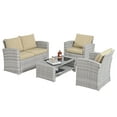 thumbnail image 4 of Highsound 4 Piece Patio Furniture Sets, All Weather Patio Conversation Set, Sectional Wicker Rattan Outdoor Furniture Set with Coffee Table & Beige Cushions, 4 of 10