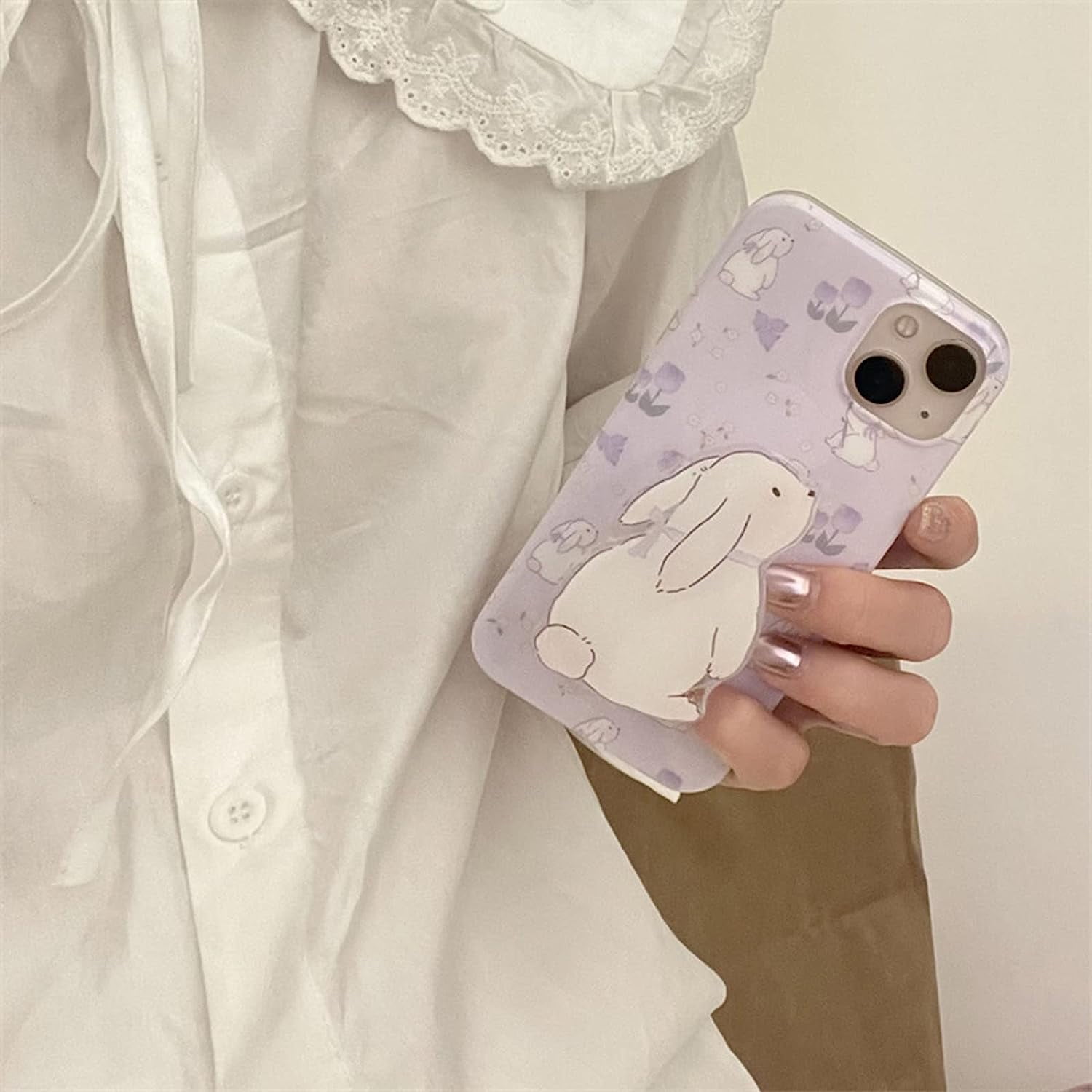 Pink Holographic Bunny Phone Case Compatible with iPhone 14