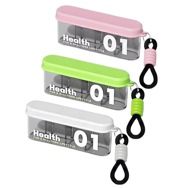 Pastillero portátil de 4 compartimentos, transparente, organizador de pastillas para viajes, dispensador de comprimidos con cierre deslizante para guardar en bolsillos, bolsos y carteras