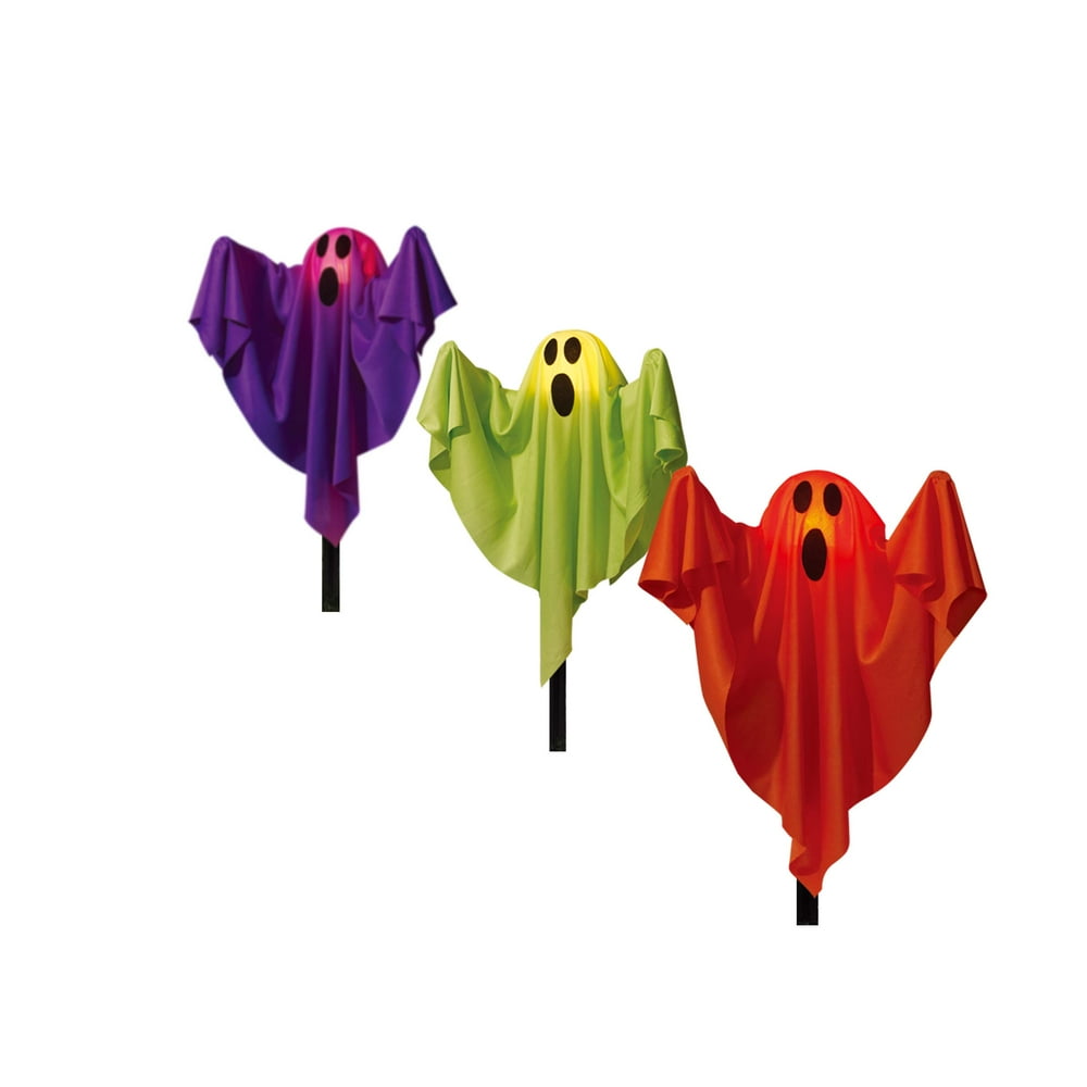 Way to Celebrate Ghost Lawn Stakes Outdoor Halloween Décor, 5.5 ft (Set of 3)