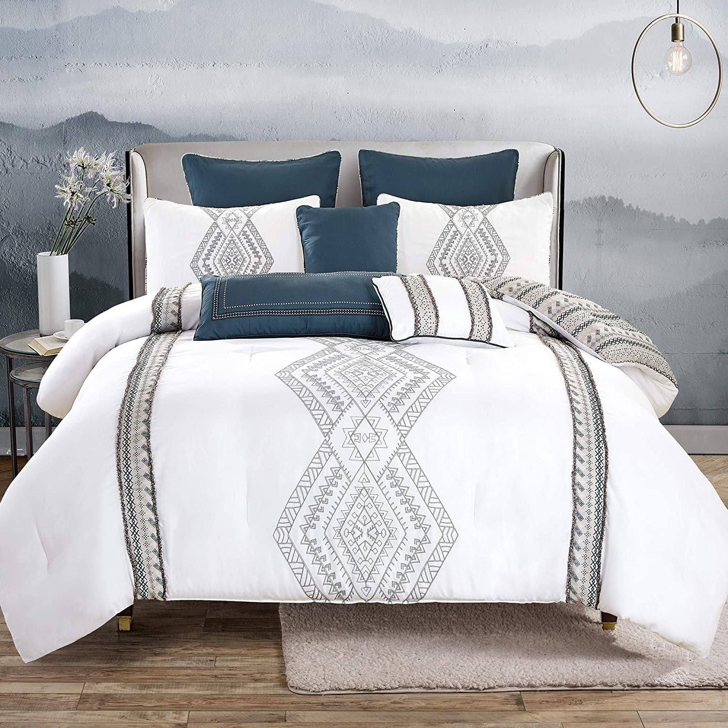 Sapphire Home Luxury 8 Piece King, King Duvet Cover And Shams