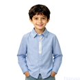 thumbnail image 2 of Fozruso Boys Long Sleeve Dress Shirts Classic Collared Top School Uniform Shirts for Toddlers and Kids, 2 of 7