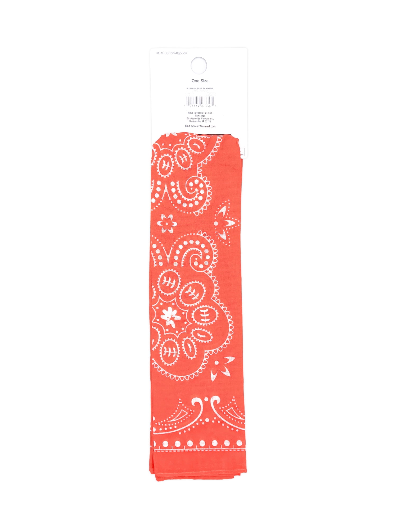Time and Tru Women's Western Star Bandana, Orange Mango, One Size Fits Most