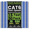 thumbnail image 1 of Cable Ethernet GEARit Cat6, paquete de 50, 46 cm, azul, 1 of 8