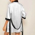 thumbnail image 6 of WTXUE Womens Pajamas | Robes Women Silk Long Sleeve Satin Robe with Belt Bathrobe | 1 Piece Gray M, 6 of 7