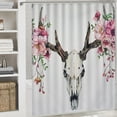 thumbnail image 6 of Orinice Flowers Deer Skull Bathroom Decor Set Colorful Luxurious Graphic Print Polyester Fabric Fashion Shower Curtain with Hooks 69x72, 6 of 7