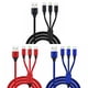thumbnail image 4 of Cable de carga triple función con diseño textil en azul oscuro, ligero y portátil, ideal para dispositivos iOS y Android., 4 of 6