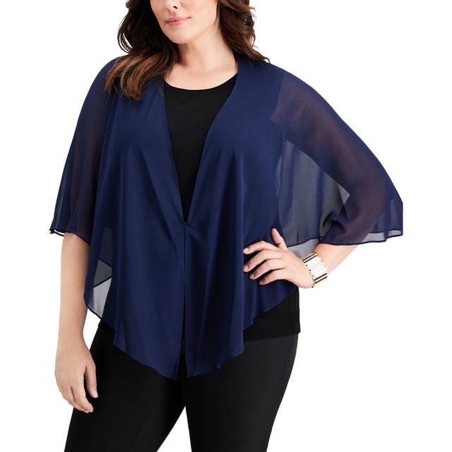 S.L. Fashions Womens Multi-Wear Shawl Sweater, Blue, Plus Size, 1X