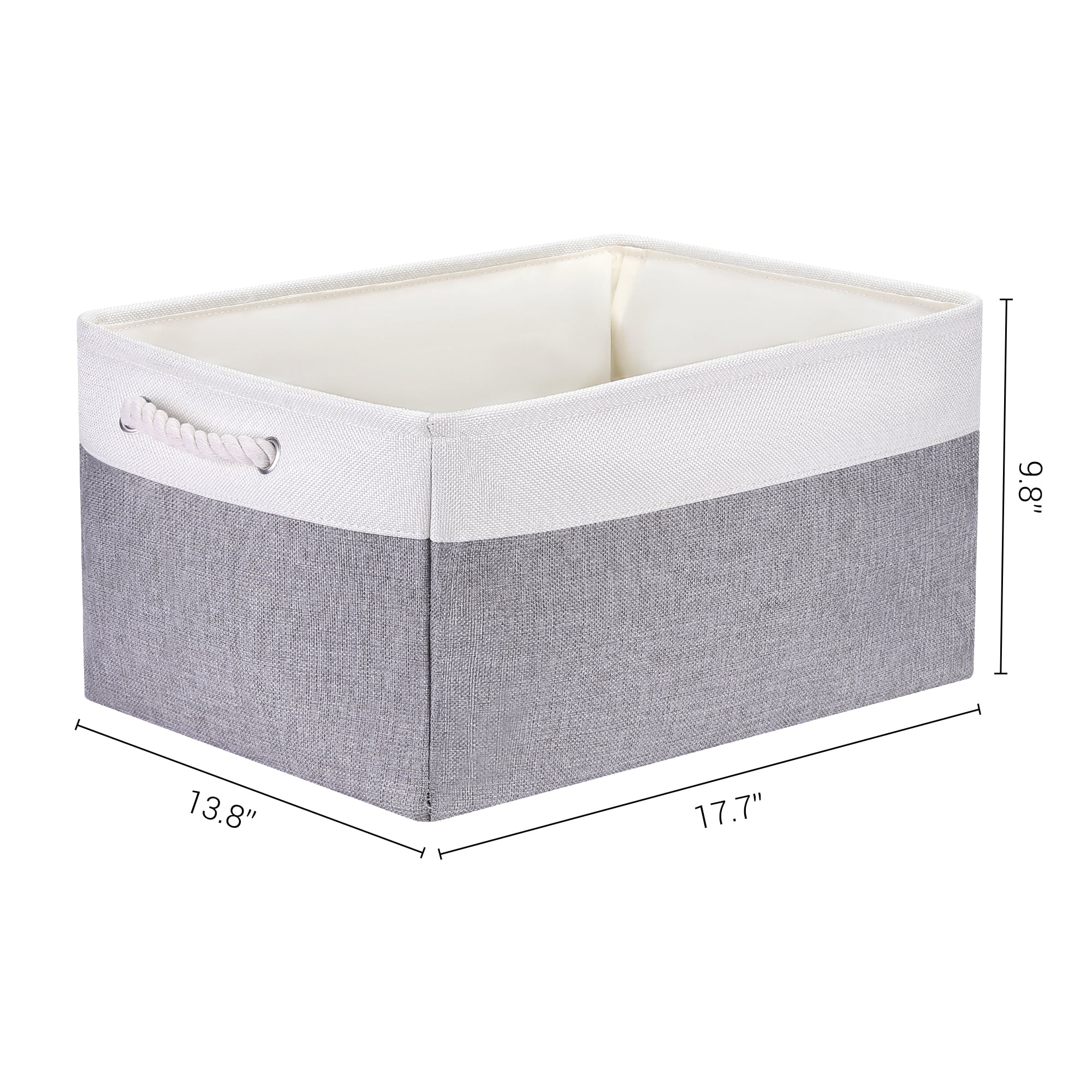 Unique Bargains Fabric Storage Cube Storage Bin Storage Basket Grey/White 17.7*13.8*10in