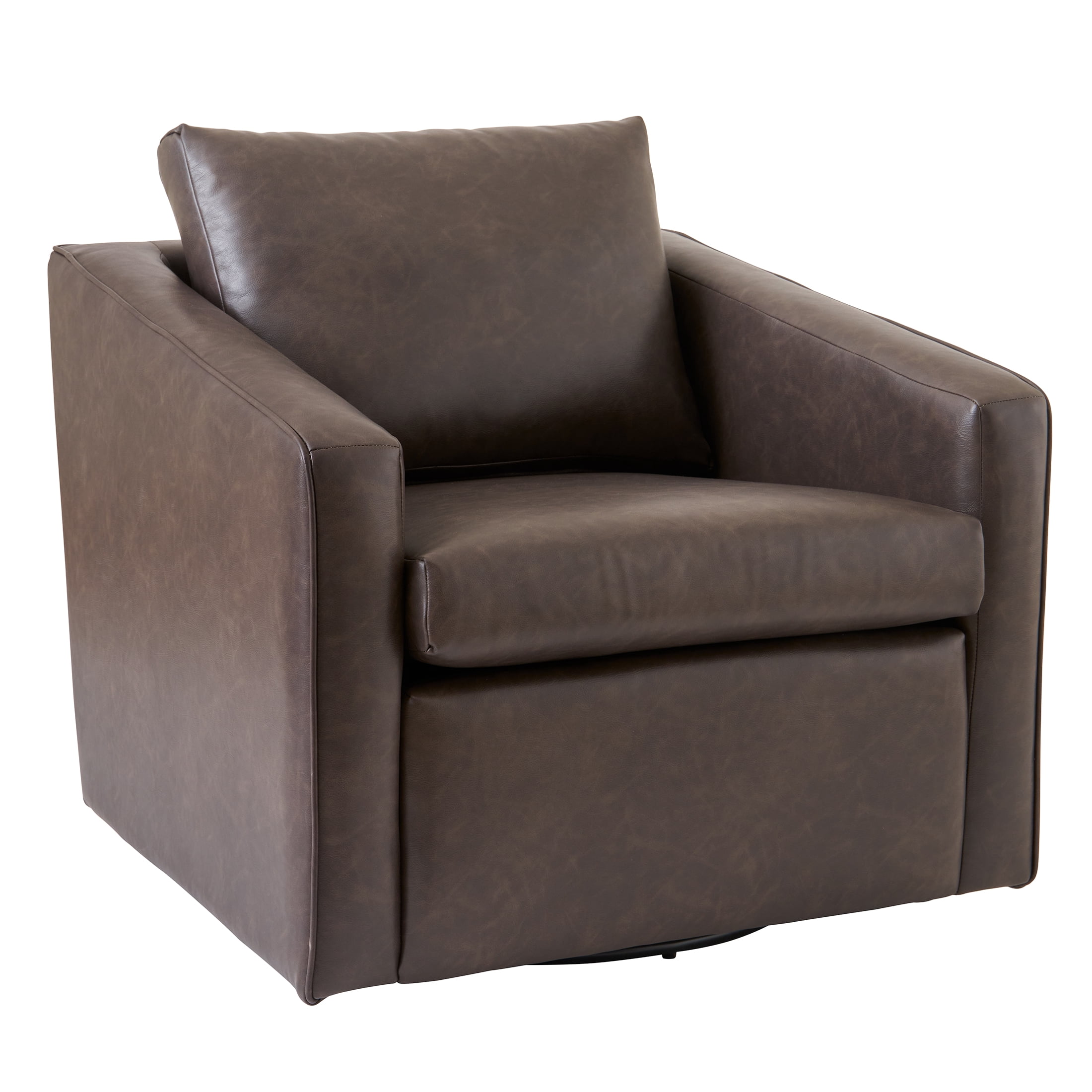 Better Homes & Gardens Steele Swivel Chair, Dark Espresso Faux Leather