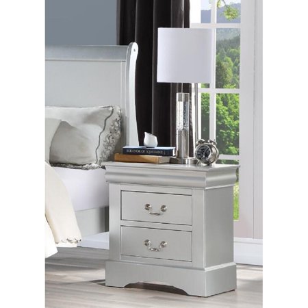 Miekor Furniture Louis Philippe III Nightstand in Platinum Fully Assembled