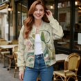 thumbnail image 2 of Xoenoiee Women's Bomber Jacket Lightweight Casual Coat with Pockets Zip Up Windbreaker Jacket Fall Winter Outfit Trendy, Snake Leaf Floral, XX-Large, 2 of 7