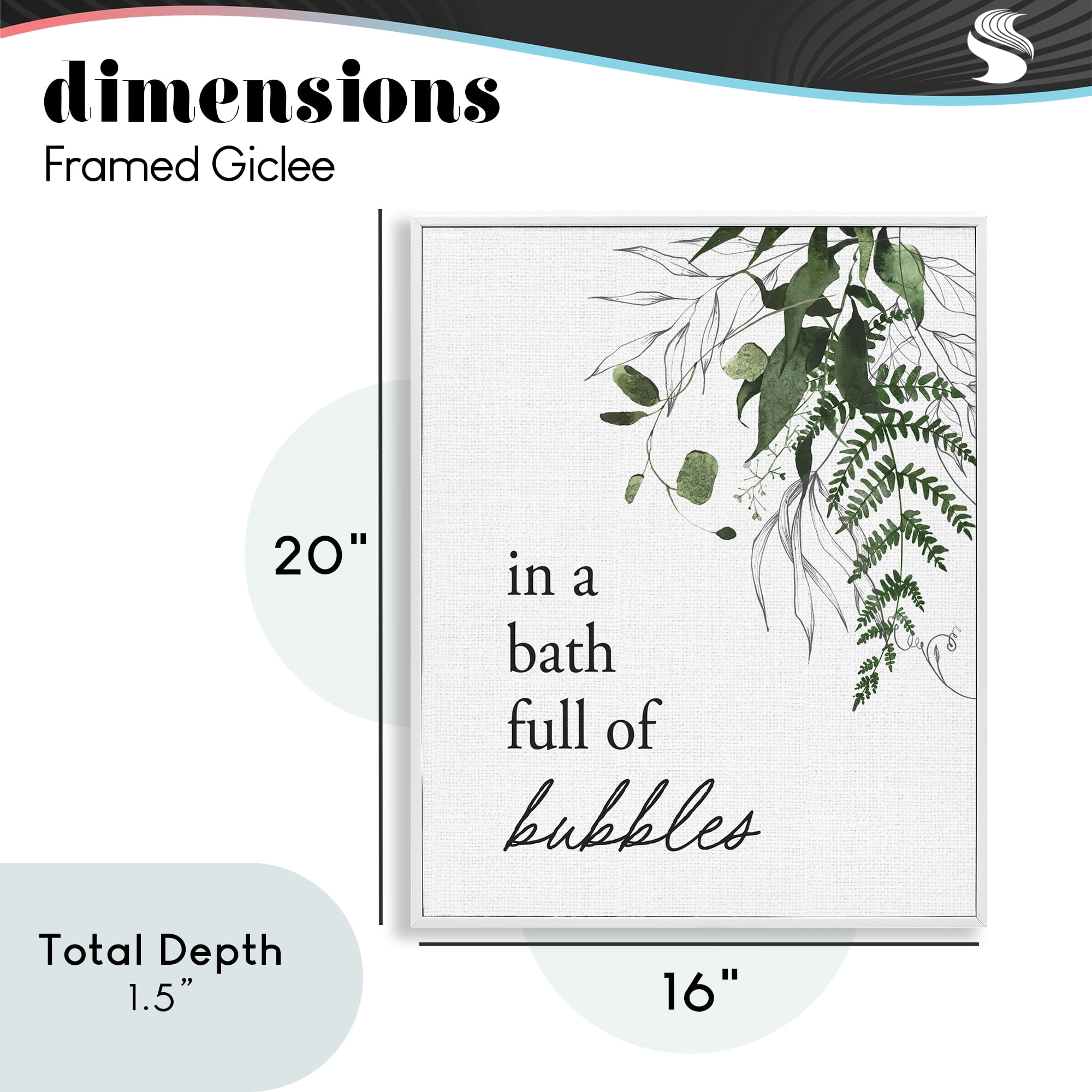 Forest Foliage Bubble Bath White Framed Giclee Art, design by Lettered and Lined