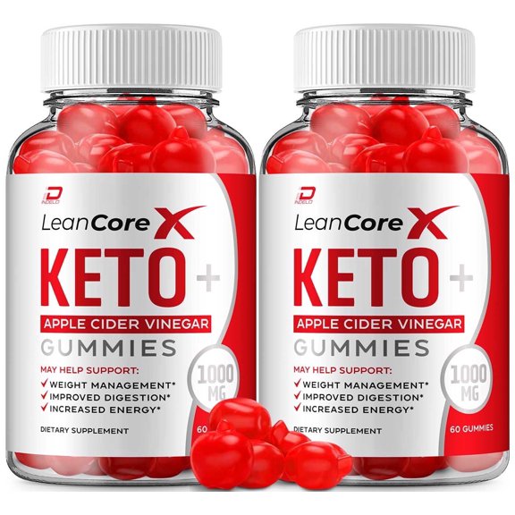 Lean Core X Keto ACV Gummies Supplement- LeanCoreX Apple Cider Vinegar 1000MG, Vitamin B12, 2 Pack, 120 Gummies