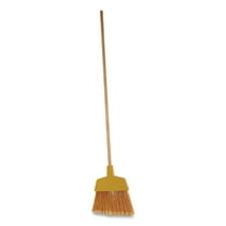 Angler Broom Plastic Bristles, 53" Wood Handle, Yellow