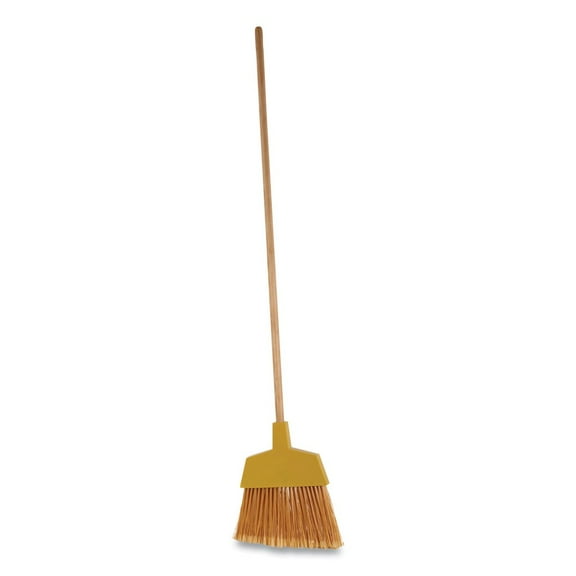 Angler Broom Plastic Bristles, 53" Wood Handle, Yellow