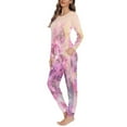 thumbnail image 2 of Renewold Cotton Pajamas for Women Long Sleeve Scoop Neck Sleep Set Love Letter Fantasy Pink Flowers Print Sweatpants Winter Holiday Long Sleeve Shirt Size M, 2 of 5