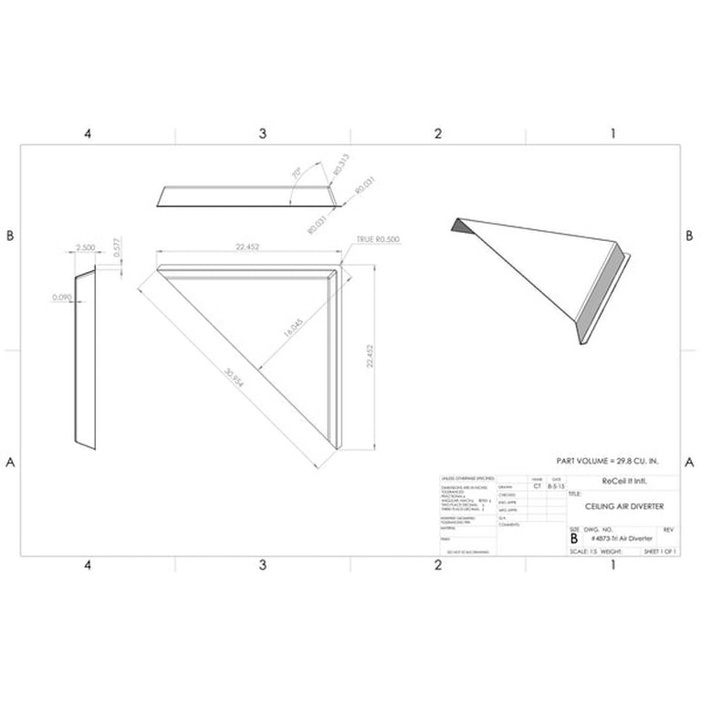 Ceiling Air Diverter For 2 X2 Vent Shelly Lighting