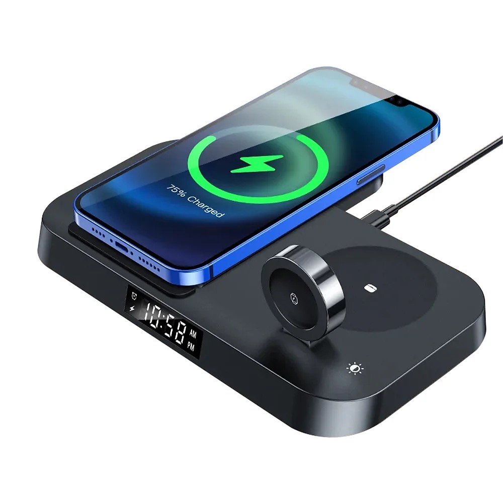 4 in 1 Wireless Charging Folding Alarm Clock