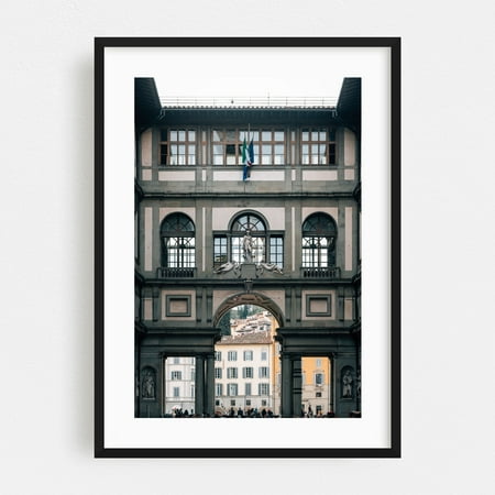 Galleria degli Uffizi - Florence Tuscany Italy Photography Architecture City Travel Poster Street Photography Black Framed Wall Art Print 5 x 7 inches