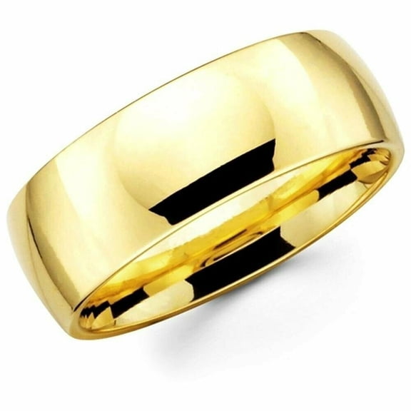Mens Women Solid 14K Yellow Gold Plain Wedding Ring Band Comfort Fit 8MM Size 7