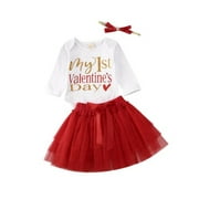 2020 ma première Saint-Valentin bébé filles vêtements hauts barboteuse + tulle robe tenues