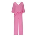 thumbnail image 4 of Brilliant 2 Piece Spring Sets for Women Women's Summer Suit Fashion Short Sleeve Color Trousers Casual Two-Piece Suit//Pink/S-2XL, 4 of 6