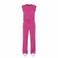 thumbnail image 4 of 2 Piece of Outfits Casual Plus Size Casual Drawstring Long Pants With Pockets Round Neck Sleeveless High Elasticity Loose Set, 4 of 4