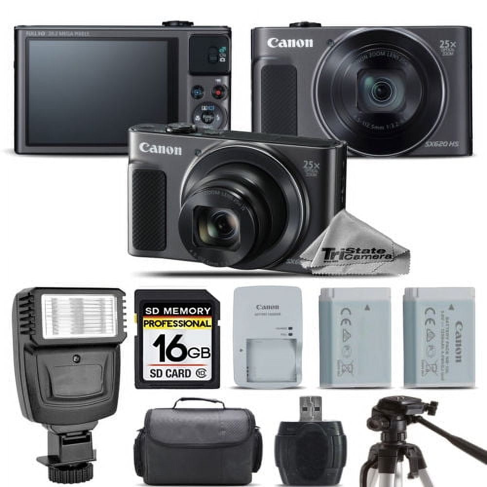 Canon PowerShot SX620 HS Camera (Black) + Extra Battery +Tripod +