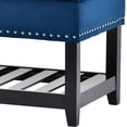thumbnail image 4 of Benzara Storage Bench with Button Tufted Flip Top and Slatted Shelf, Blue, 4 of 5
