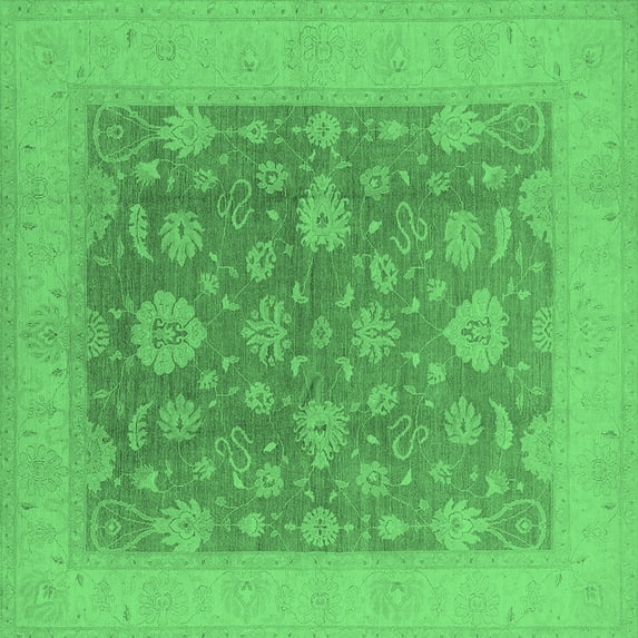 Ahgly Company Indoor Square Oriental Emerald Green Industrial Area Rugs, 4' Square