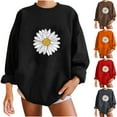 thumbnail image 5 of WREESH Women's Oversized Sweatshirt Fashion Daisy Flower Graphic Loose Long Sleeve Casual Pullover Tops Red, 5 of 5
