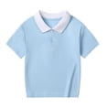 thumbnail image 2 of THDHVS Girls Shirts,Kid's Summer Solid Color Recreational Sports Short SleeveTurndown Collar Blouse T-shirt for Kids Blue 7-8 Years, 2 of 4