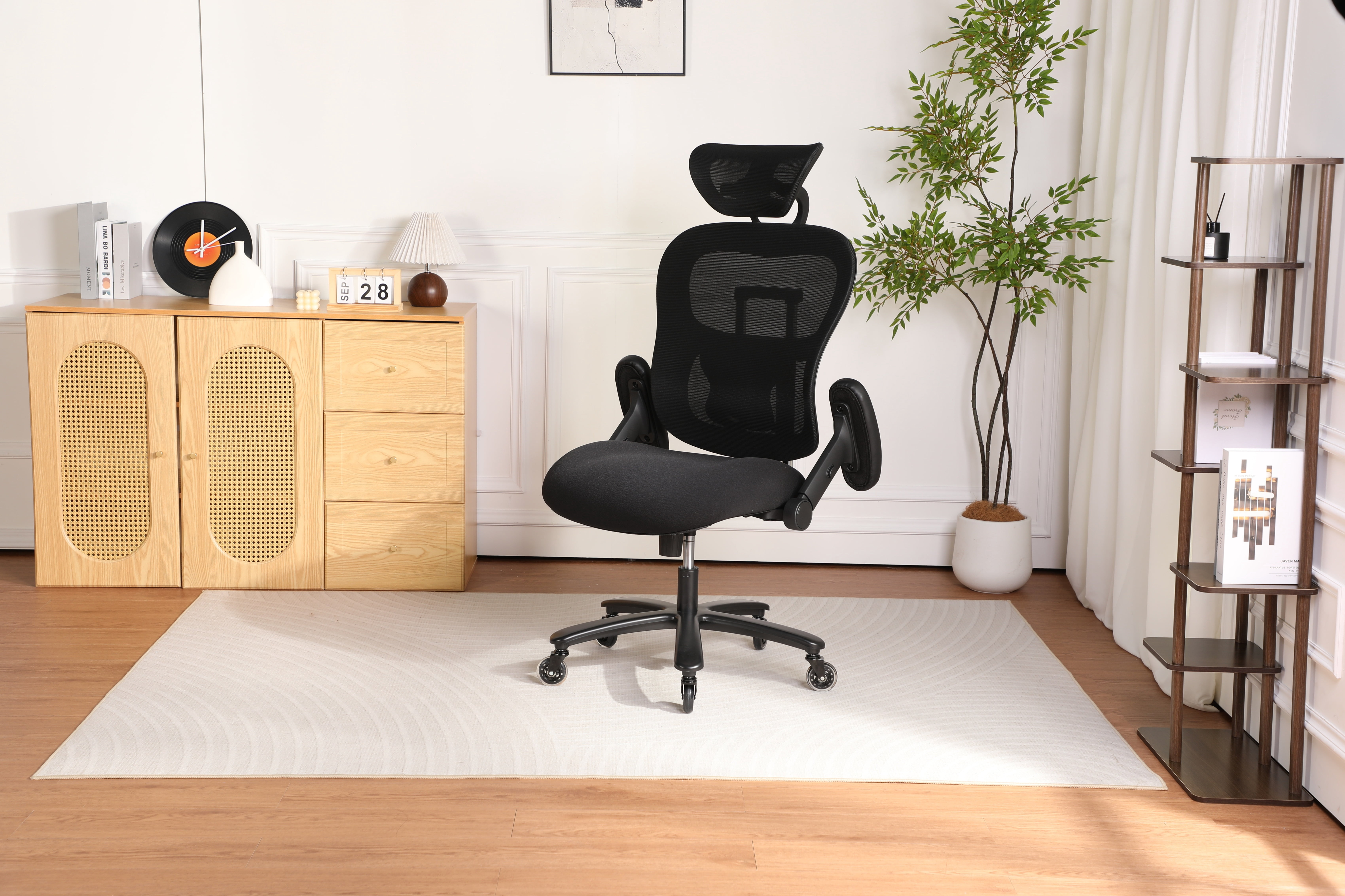 500LBS Big and Tall Office Chair Mesh Breathable, Gaming Chair with Adjustable Backrest Height & Headrest Angle & Adaptive Lumbar Lupport, Executive Computer Desk Chair with 2D Flip-Up Arms, Black