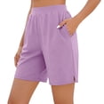 thumbnail image 3 of Bloomae Womens Yoga Shorts Loose Comfy Stretchy Lounge Bermuda Shorts Lightweight Side Slit Athletic Work Business Short Pants with Pockets, 3 of 10