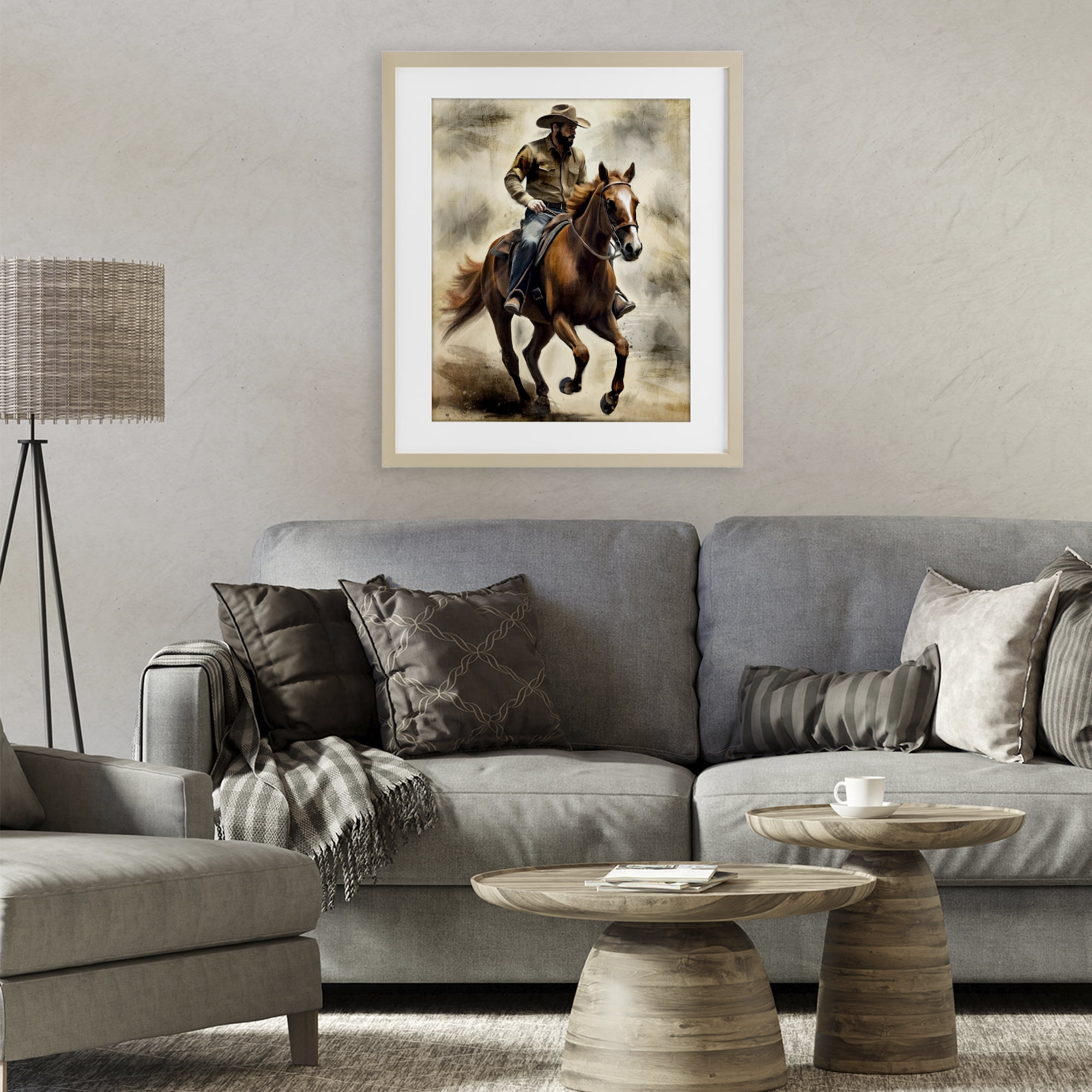 Stupell Industries Gallop Horse & Cowboy Birch Framed Print Under Glass, design by Kim Allen