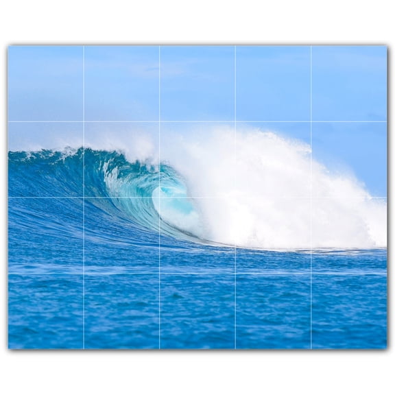 Picture-Tiles.com: Waves Ceramic Tile Wall Mural WAL501165-54L. 40"W x 32"H using (20) 8" x 8" Ceramic Tiles-Satin Finish