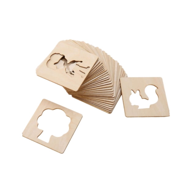 Set De 60 Plantillas De Dibujo De Madera Para Niños – Formas, Animales Y Plantas, Reutilizables, Educativas Y Seguras
