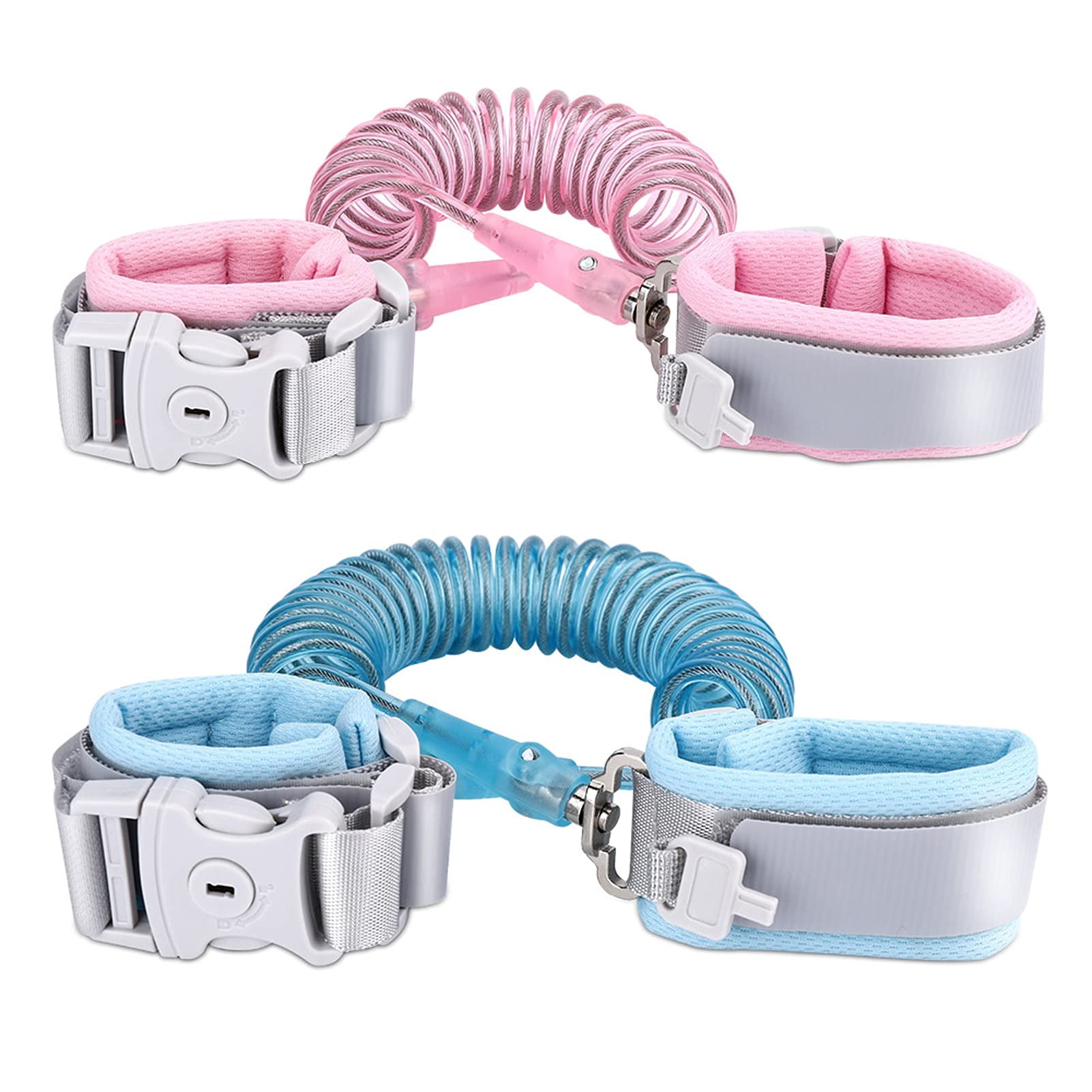 Lanola 2-Pack Anti-Lost Wrist Link with Key Lock, 8.2ft Toddler Safety Leash and Walking Harness for Kids