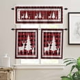 thumbnail image 2 of Christmas Deer Kitchen Curtains and Valances Set, Tree Black Silhouette Black and Red Plaid Rod Pocket Window Valance Window Curtain Panels for Living Room Bedroom Laundry, 27.5x36in, 3 Pieces, 2 of 7