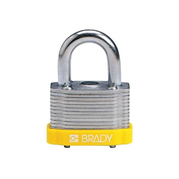 Keyed Padlock, Open, Rectangular Steel Body, Hardened Steel Shackle, 23/32 in W